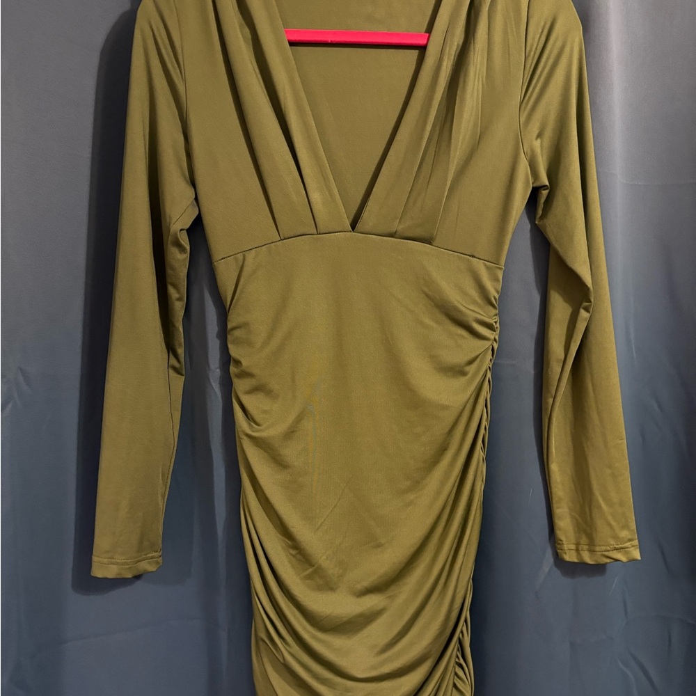 Olive Green Long Sleeve Dress